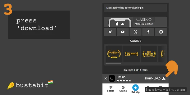 Press 'Download' or similar button to start downloading casino app to play Bustabit