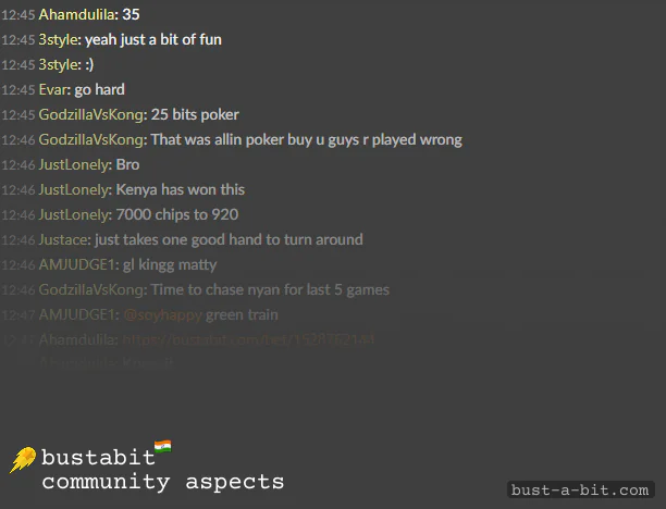 Bustabit Players can use built-in chat to communicate with each other