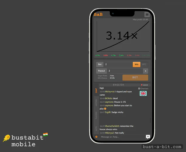 Indian Players can play Bustabit using Mobile Website or casino's mobile apps
