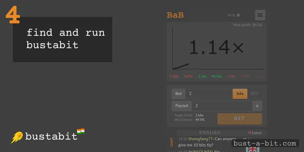 Find Bustabit at the casino section and run it