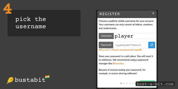 Choose a username - Bustabit Registration