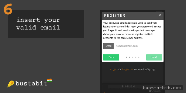 Insert your valid email - Bustabit India Registration
