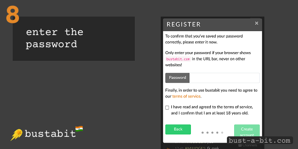 Enter previously saved password - Bustabit India