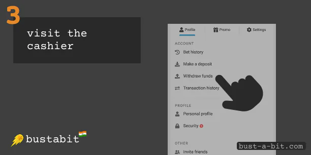 Visit the cashier using main menu of the website - Bustabit Withdrawals