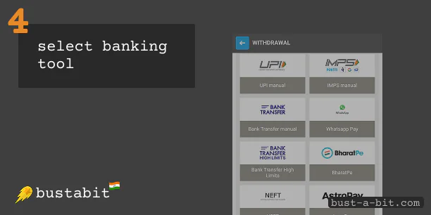 Select one of the banking tools to withdraw Bustabit winnings