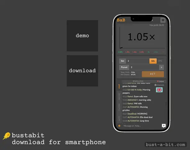 Bustabit Mobile app demo mode - how to download
